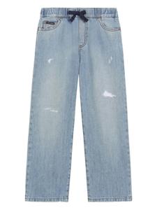 Dolce & Gabbana Kids джинсы с эффектом потертости, синий