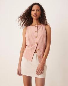 Топ из льняного материала с пуговицами спереди, розовый Asos Design