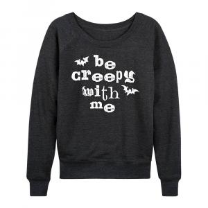 Женский легкий свитшот Be Creepy With Me Bats из френч терри, цвет Heather Charcoal