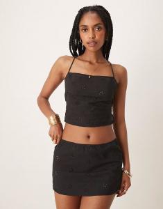 Мини-юбка olsa Broderie черного цвета Motel