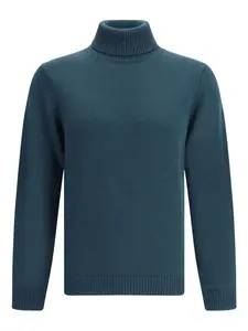 Шерстяной свитер с высоким воротом Roberto Collina, синий