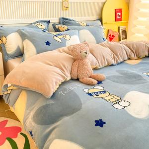 Luolai Home Пододеяльник 180х220 см, молочный вельвет, принт с мишками