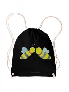 Mr. & Mrs. Panda Джутовая сумка с изображением пчелы и мотивом любви, без надписи, черного цвета