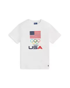 Футболка из хлопка с графическим принтом "Сборная США" для мальчиков - для детей постарше Ralph Lauren, белый