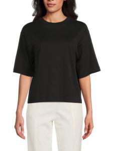 Футболка с широкими рукавами из хлопка пима Vince, черный