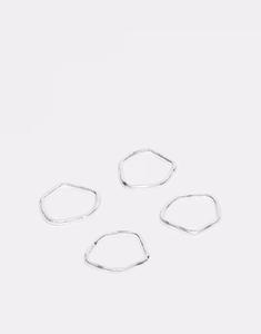 Набор из 4 колец с плавленым покрытием из потертого серебра Asos Design