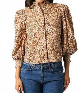 Блузка Amina с леопардовым принтом коричневого цвета Olivaceous, коричневый