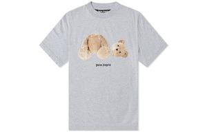 Футболка с классическим рисунком медведя Palm Angels, серый