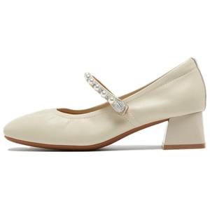 Женские туфли Мэри Джейн с массивным каблуком BASTO экрю