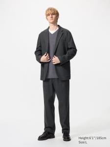 Широкие брюки со складками из ворсованного джерси Uniqlo, 08 dark grey