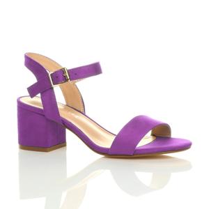 Сандалии на каблуке из искусственной замши с ремешком на щиколотке среднего размера AJVANI, фиолетовый