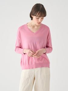 Хлопковый пуловер с V-образным вырезом, широкой вязки | S4831 | 30 г