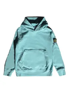 Толстовка с капюшоном из джерси Stone Island Junior, синий