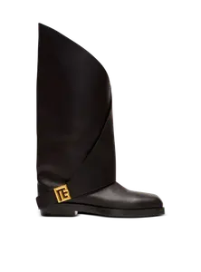 Кожаные ботинки Twist без каблука Balmain, черный