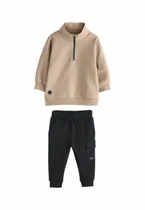 Спортивный костюм с джоггерами и половинной молнией стандартного кроя. Next, Tan Brown