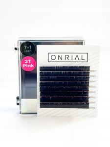 Двухцветное наращивание ресниц Розовые (мини) L 11-14 0,07 мм ONRIAL Inne