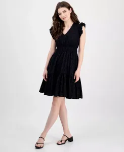 Женское хлопковое платье с кружевной отделкой и завязками на талии Anne Klein, черный