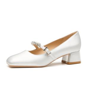 Ainer cat Chunky Heel Mary Jane Shoes 5cm для женщин Ainer-cat, серебряный