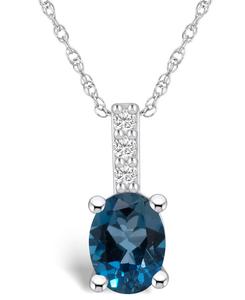 Подвеска-колье из белого золота 14 карат с лондонским голубым топазом (общий вес 1 5/8 карата) и бриллиантами Macy's, London Blue Topaz