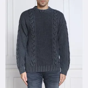 Свитер-Диван прямого кроя Hugo, синий