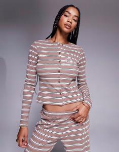 Полосатый кардиган Weekend Collective Asos Weekend Collective, коричнево-розовый