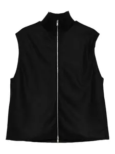 Жилет с высоким воротом и застежкой-молнией спереди JIL SANDER, черный