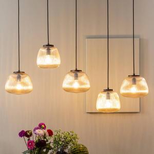 Подвесной светильник Brilliant Kaizen 5-flammig, железо / опаловое стекло - янтарь