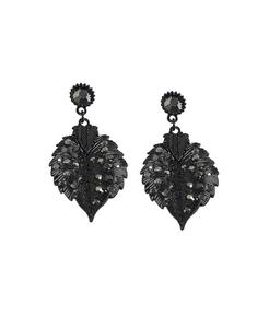 Серьги-подвески в виде листьев с декоративной отделкой SOHI, Black