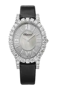 Часы Chopard L'heure du diamant oval medium из белого золота с бриллиантами