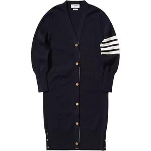 Кардиган длинный с v-образным вырезом THOM BROWNE, синий