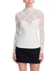 Вязаный топ с длинными рукавами и высоким воротником - эксклюзив Aqua, белый