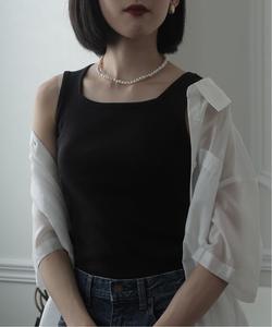 Майка с квадратным вырезом в рубчик Pourvous, цвет Black