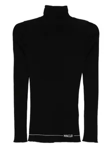 Свитер в рубчик с высоким воротником MONCLER, черный