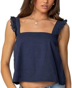 Топ Viviana с эффектом льна Edikted, синий
