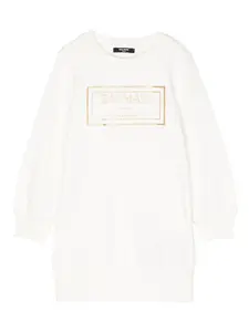 Платье с логотипом Balmain Kids, белый