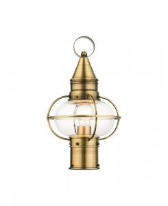 Уличный фонарь на столбе Newburyport с одним плафоном Livex, цвет gold-tone