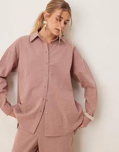 Рубашка из сирсакера с запахом на спине, комплект из норки Asos Design, серо-коричневый
