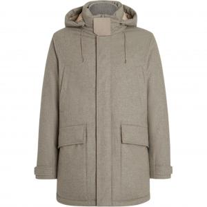 Ermenegildo Zegna Мужская пуховая куртка светло-серого цвета с капюшоном, парка средней высоты