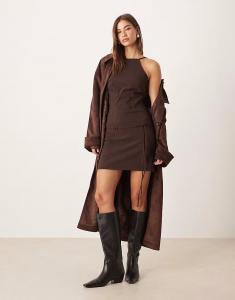 Боди Bengaline с бретельками и халтером шоколадного цвета Asos Design