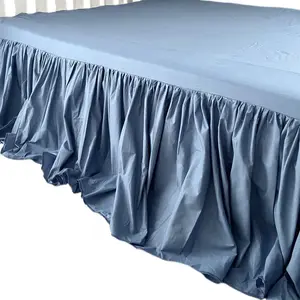 Простыня на резинке из хлопка с оборками, для спальни, 140x200 см, цвет деним синий EDANTI