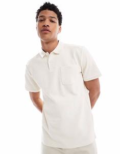 Текстурное поло с короткими рукавами ONLY & SONS кремового цвета