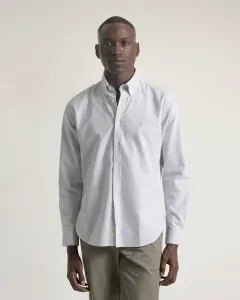 Рубашка оxford в полоску из хлопка для мужчин, облегающего кроя, светло-серого цвета PuroEgo