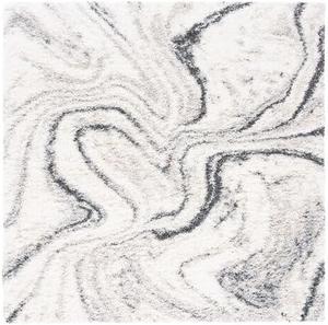 Ковер SAFAVIEH, 92 x 92 см, Fontana Shag Collection, Ivory & Grey, современный абстрактный дизайн, не линяет и прост в уходе, идеален для помещений с высокой проходимостью в гостиной, спальне (FNT848A)