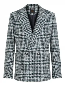Двубортный пиджак в гусиную лапку Zegna, черный