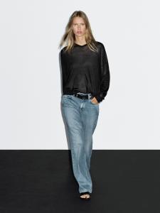 Свободный свитер с V-образным вырезом Massimo Dutti, черный