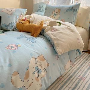 LUOLAI HOME Комплект постельного белья, 4 предмета, 180x200 см, 100% хлопок, Bear Bear Panda