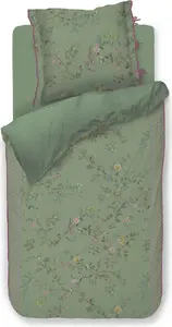 Постельное белье PIP Studio Percale 155x220 Bustani Green Floral Branches Green Reversible Bedding House B.V.