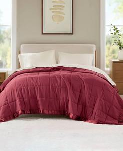 Легкое одеяло Windom с наполнителем из искусственного пуха и атласной отделкой, размер Twin Madison Park, цвет burgundy
