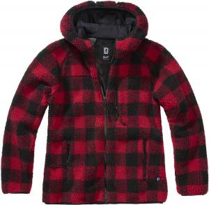 Флисовая куртка Brandit Ladies Teddyfleecejacket, hood, красный/черный