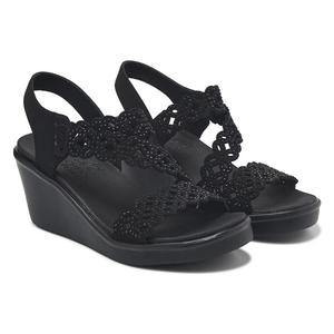 Босоножки на танкетке Skechers Rumble on sassier dayz, black rhinestone